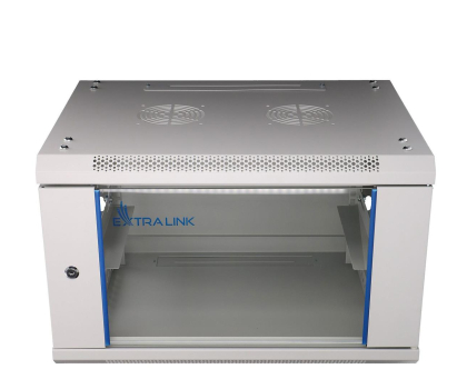 Szafa RACK Extralink Szafka wisząca rack 6U 600x600 szara szklane drzwi EX.8567